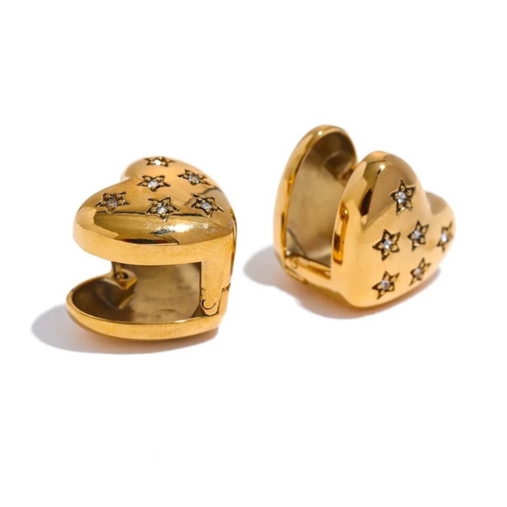 Celestial Heart Huggie Earrings